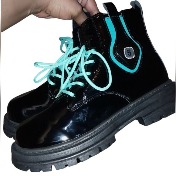 Ladies color block combat boots sz 8 - Picture 5 of 16